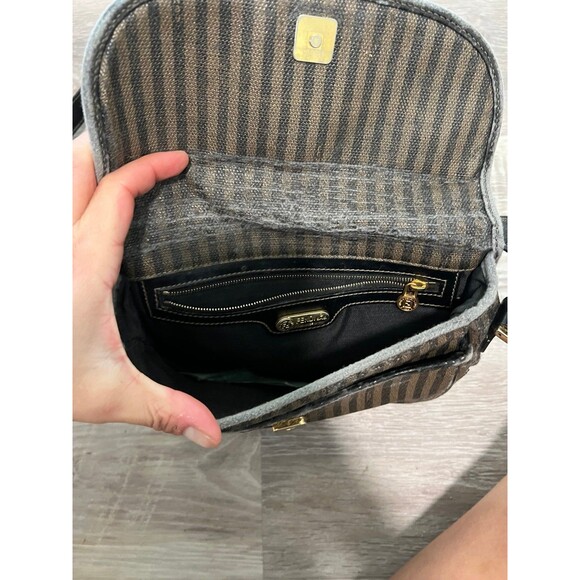 Vintage Authentic FENDI striped Crossbody Purse Small worn as is - Picture 6 of 9